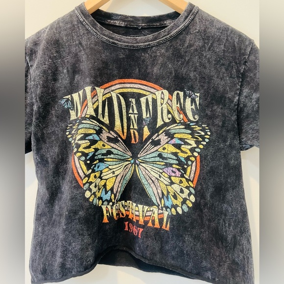 Mighty Fine Wild & Free Festival 1967 Graphic Cropped Top Tee Size XS - Picture 3 of 7